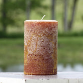 Unscented Rusty Orange Brown Textured Pillar Candle