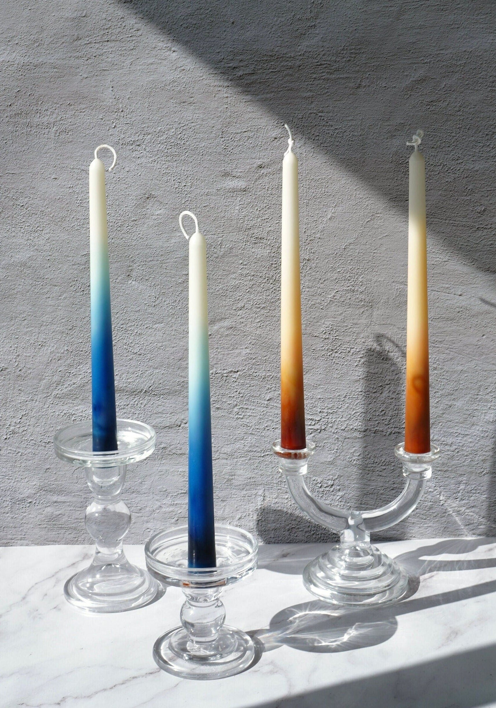 Ombré Dripless Taper Candles: Beeswax Soy Wax Blend