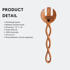 Hand Carved Wooden Salad Spoon and Fork Set: Twisted Handle Serving Utensils