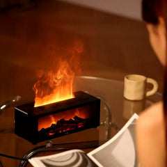 Simulation Fireplace Flame Humidifier with Remote Control, LED Light, Timer, and Aromatherapy Diffuser