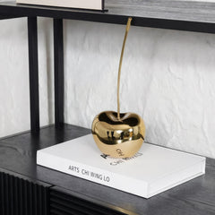 Gold Cherry Sculpture Resin Fruit Statue Modern Table Centerpiece Home Decor