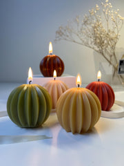 Ribbed Sphere Candle, Decorative Soy Candle, Modern Home Decor, Handmade Candle Gift, Sculptural Candle, Neutral Decor
