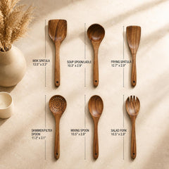 7-Piece Teak Wood Kitchen Utensil Set