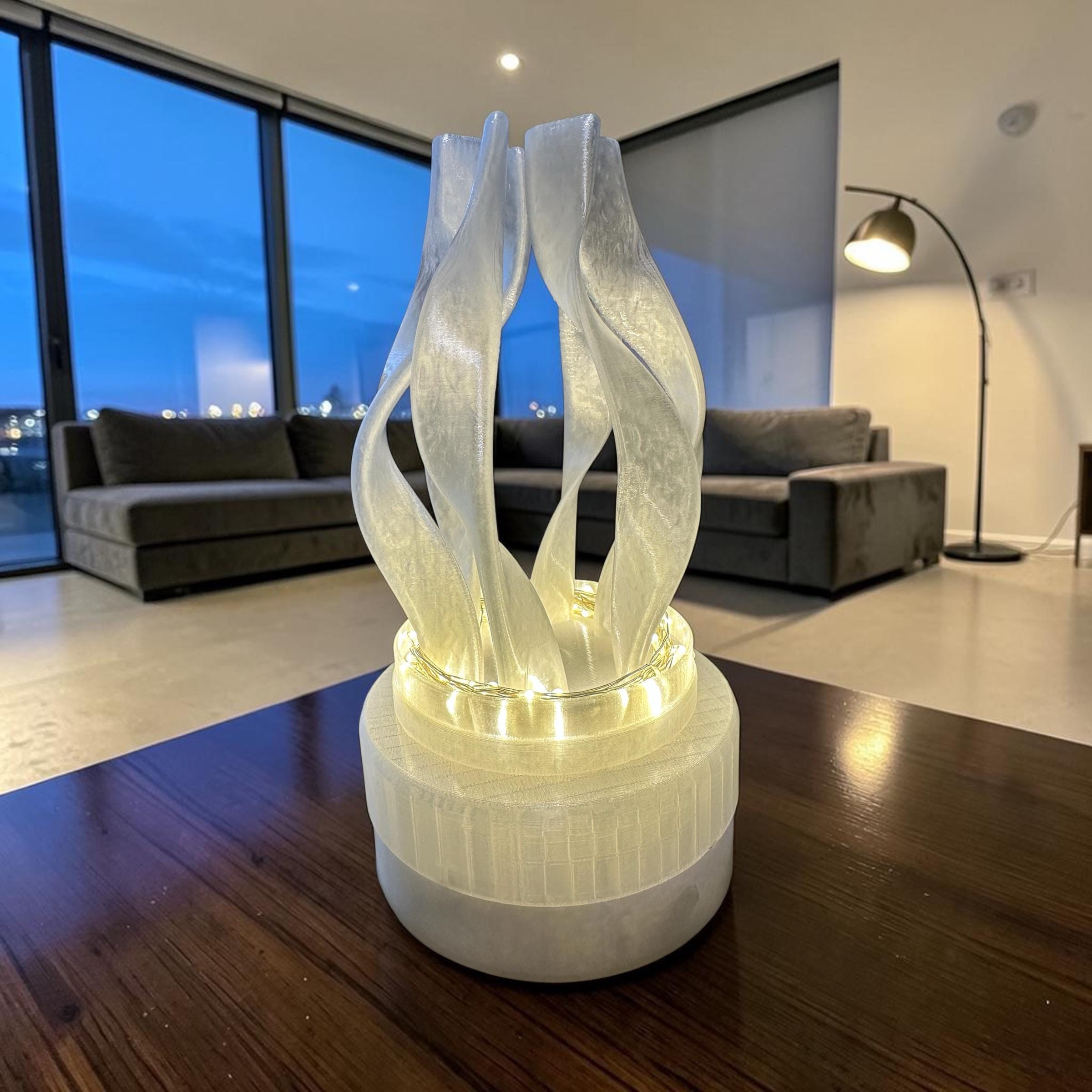 Sculptural Flame Humidifier Diffuser with LED Ambient Light