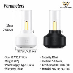 Retro Lamp Aroma Diffuser, Ultrasonic Essential Oil Humidifier with USB Power