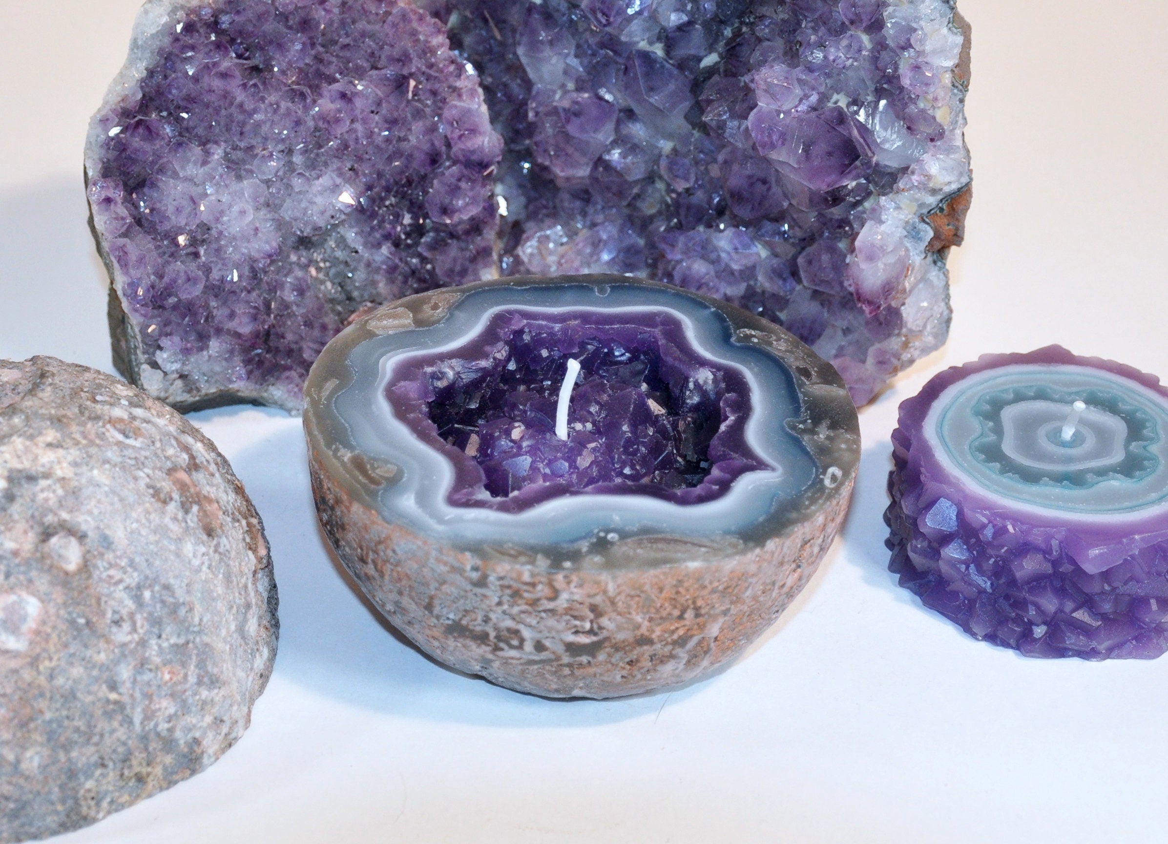 Amethyst Handmade Crystal Geode Candle