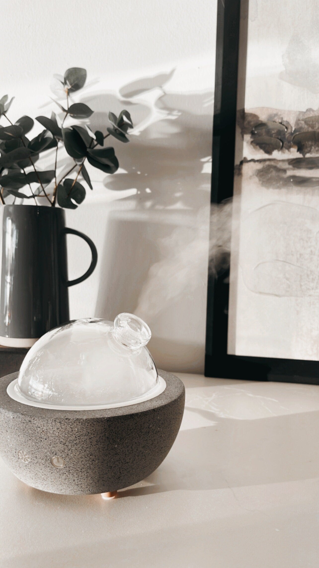 Black Ash Luna | Glass Dome & Speckled Concrete Diffuser | Essential Oil Diffuser