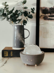 Black Ash Luna | Glass Dome & Speckled Concrete Diffuser | Essential Oil Diffuser