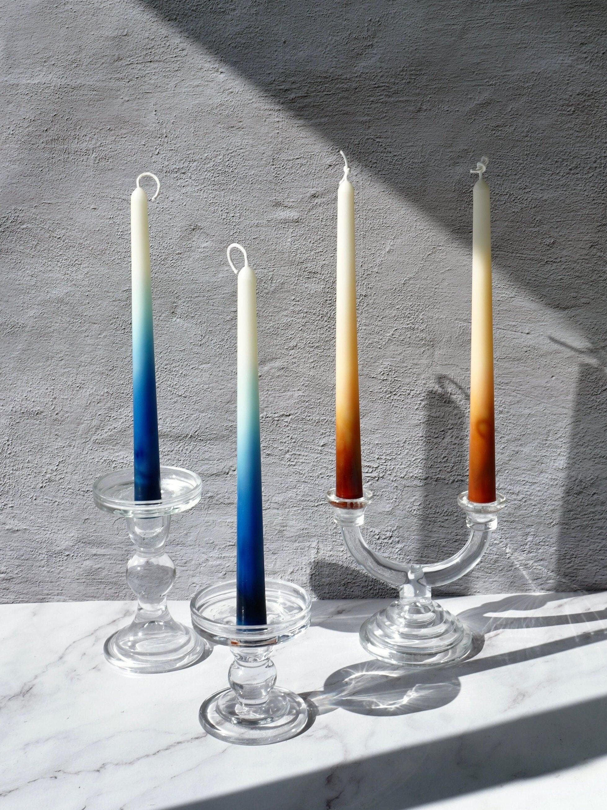 Ombré Dripless Taper Candles: Beeswax Soy Wax Blend