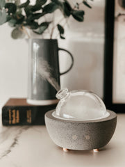 Black Ash Luna | Glass Dome & Speckled Concrete Diffuser | Essential Oil Diffuser