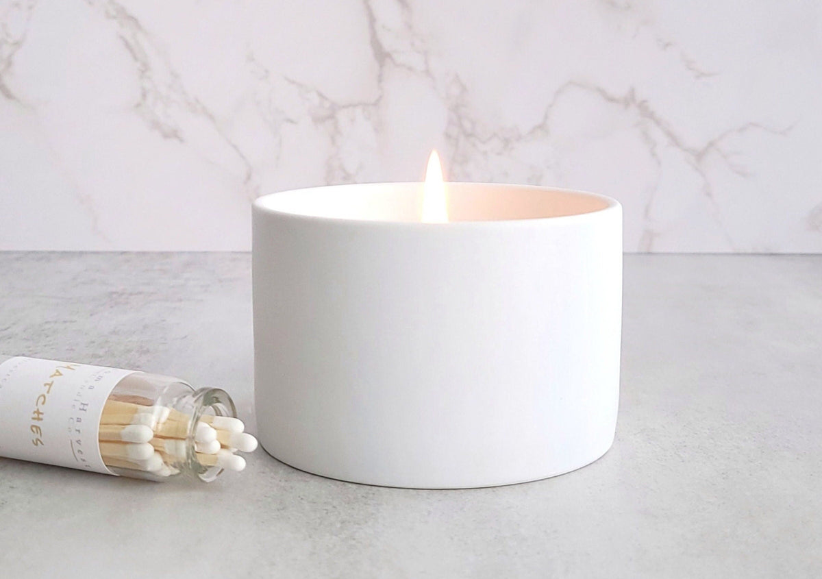 Matte White Ceramic Soy Candle