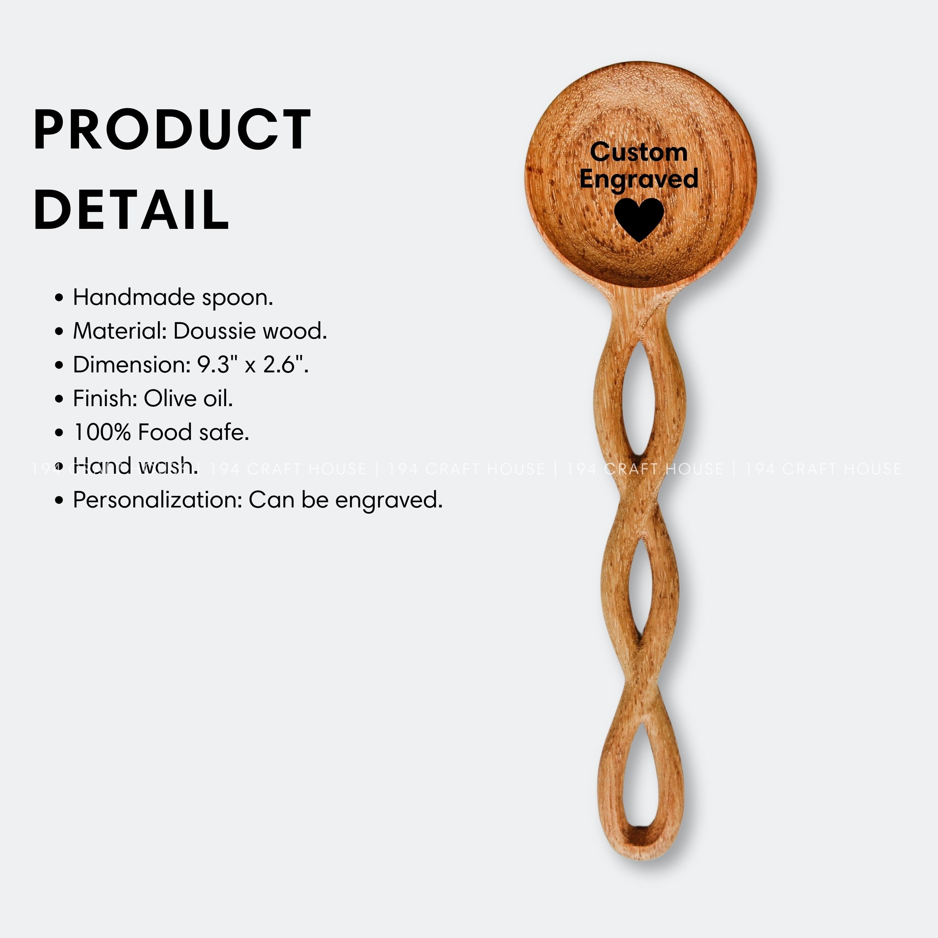 Hand Carved Wooden Salad Spoon and Fork Set: Twisted Handle Serving Utensils