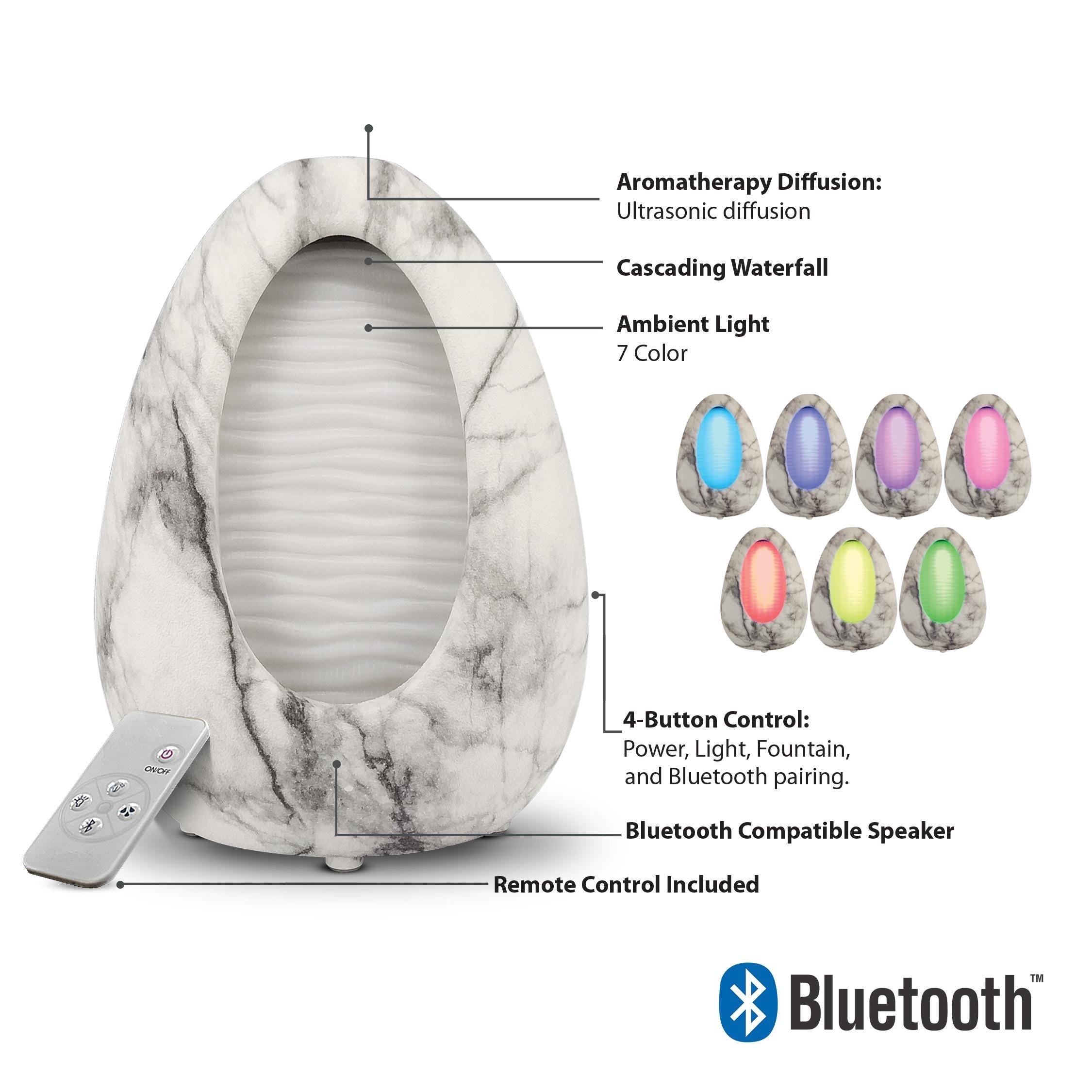 Ultrasonic Essential Oil Diffuser with Bluetooth Speaker and Wireless Remote, Changing LED Lights