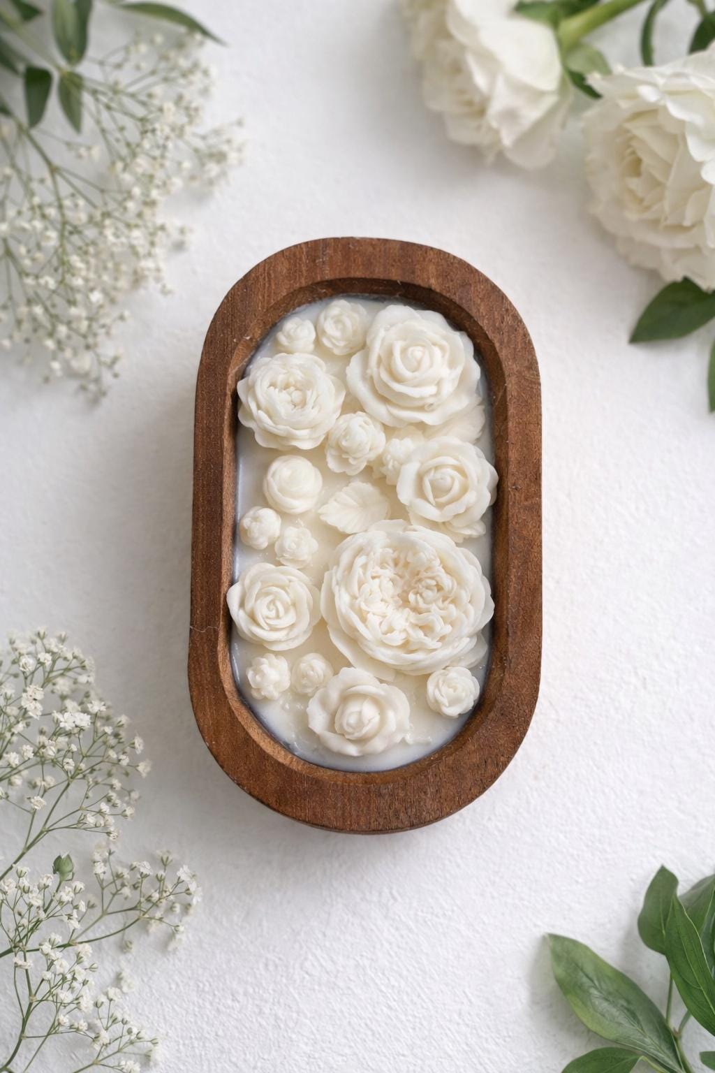Floral Dough Bowl Candle – Birthday Gift, Wedding Candle