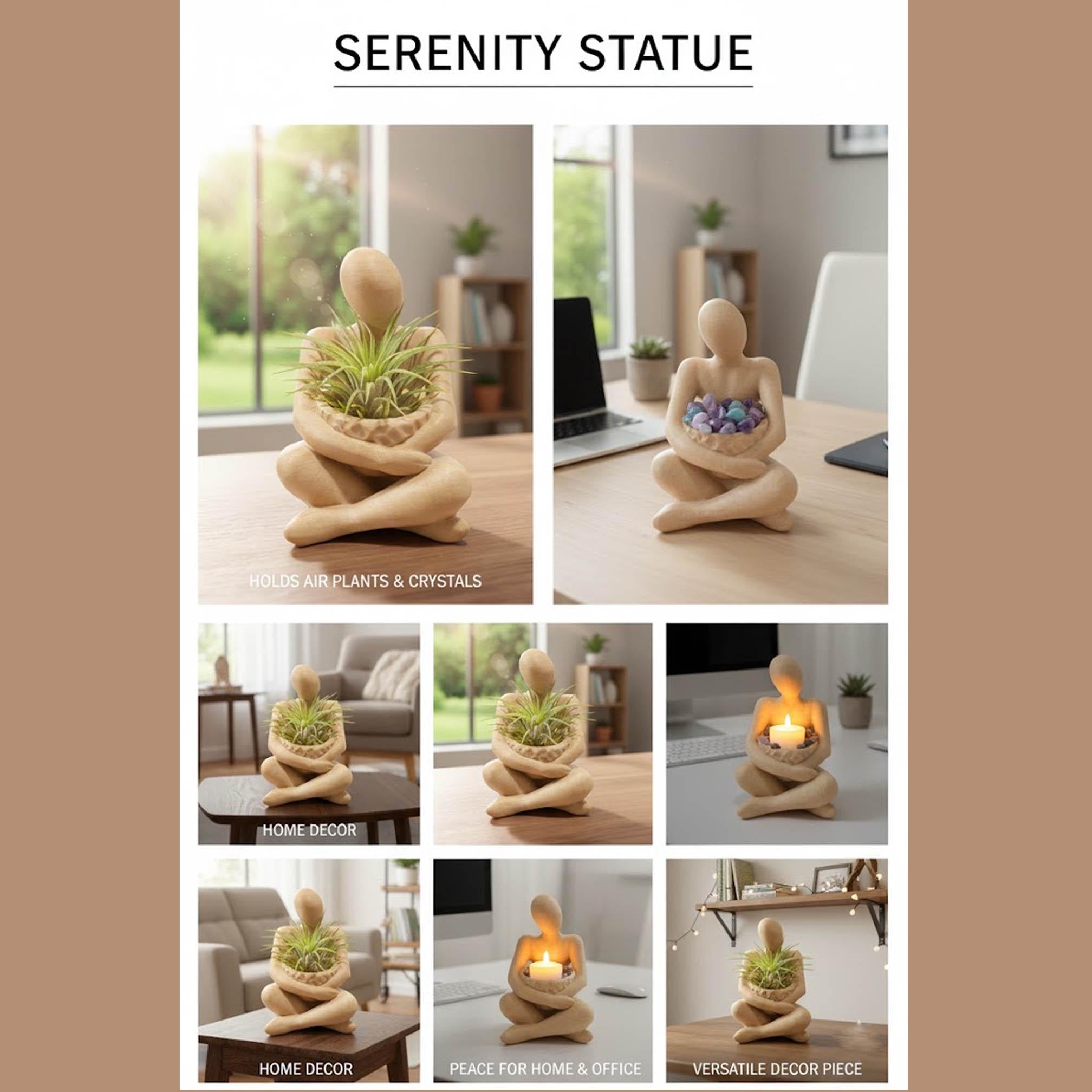 The Stillness Bowl™ 5 Inch Meditation Statue | Minimalist Zen Decor, LED Candle Holder, Catchall