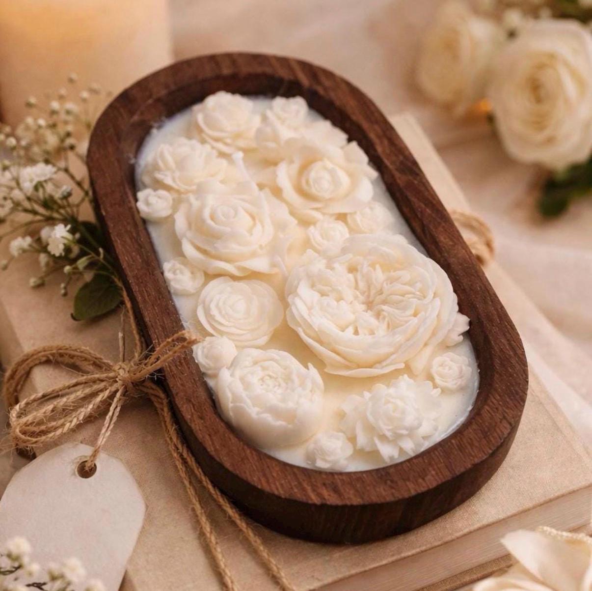 Floral Dough Bowl Candle – Birthday Gift, Wedding Candle