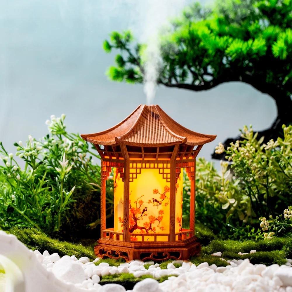 Chinese Pavilion Humidifier with Night Light – Ultrasonic Mist Diffuser Home Decor