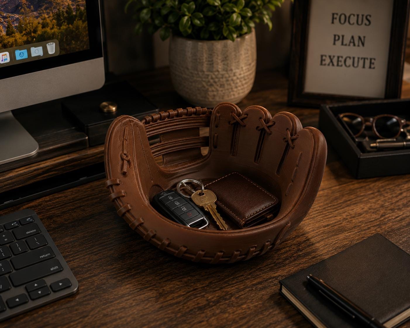 Baseball Glove Bowl, Vintage Baseball Catchall Tray, Sports Desk Organizer