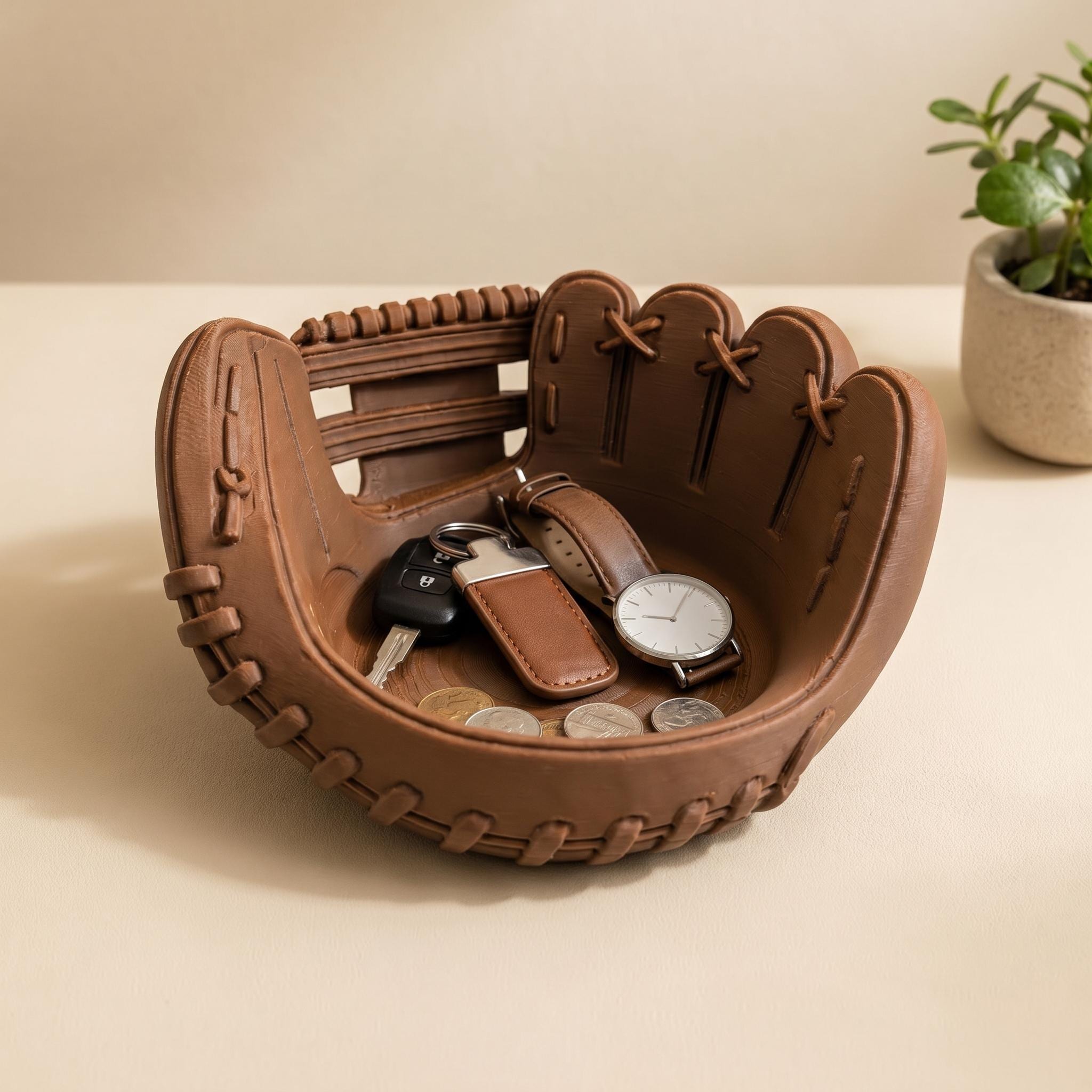 Baseball Glove Bowl, Vintage Baseball Catchall Tray, Sports Desk Organizer