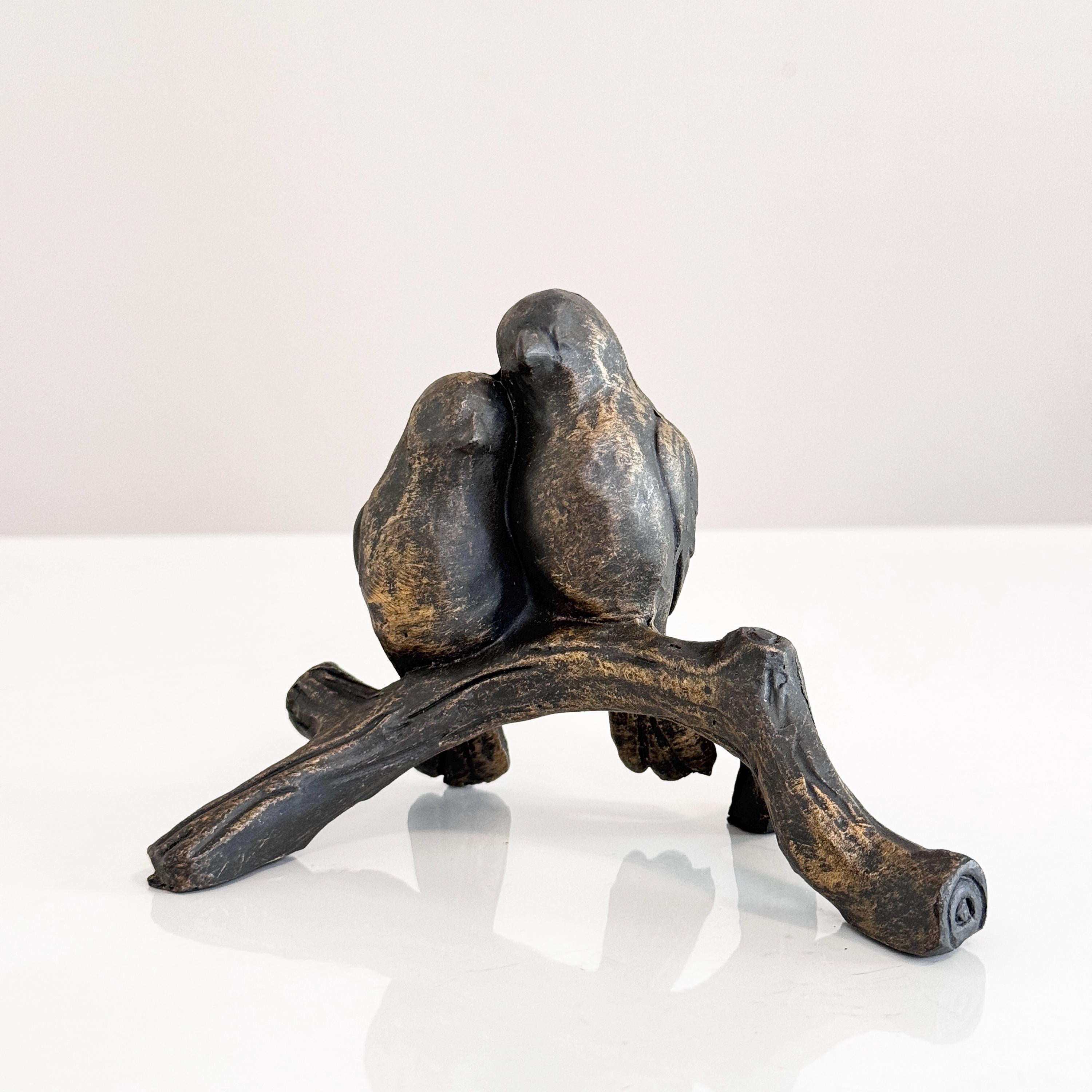 Romantic Love Birds On Branch Figurine, Ceramic Couple Sculpture