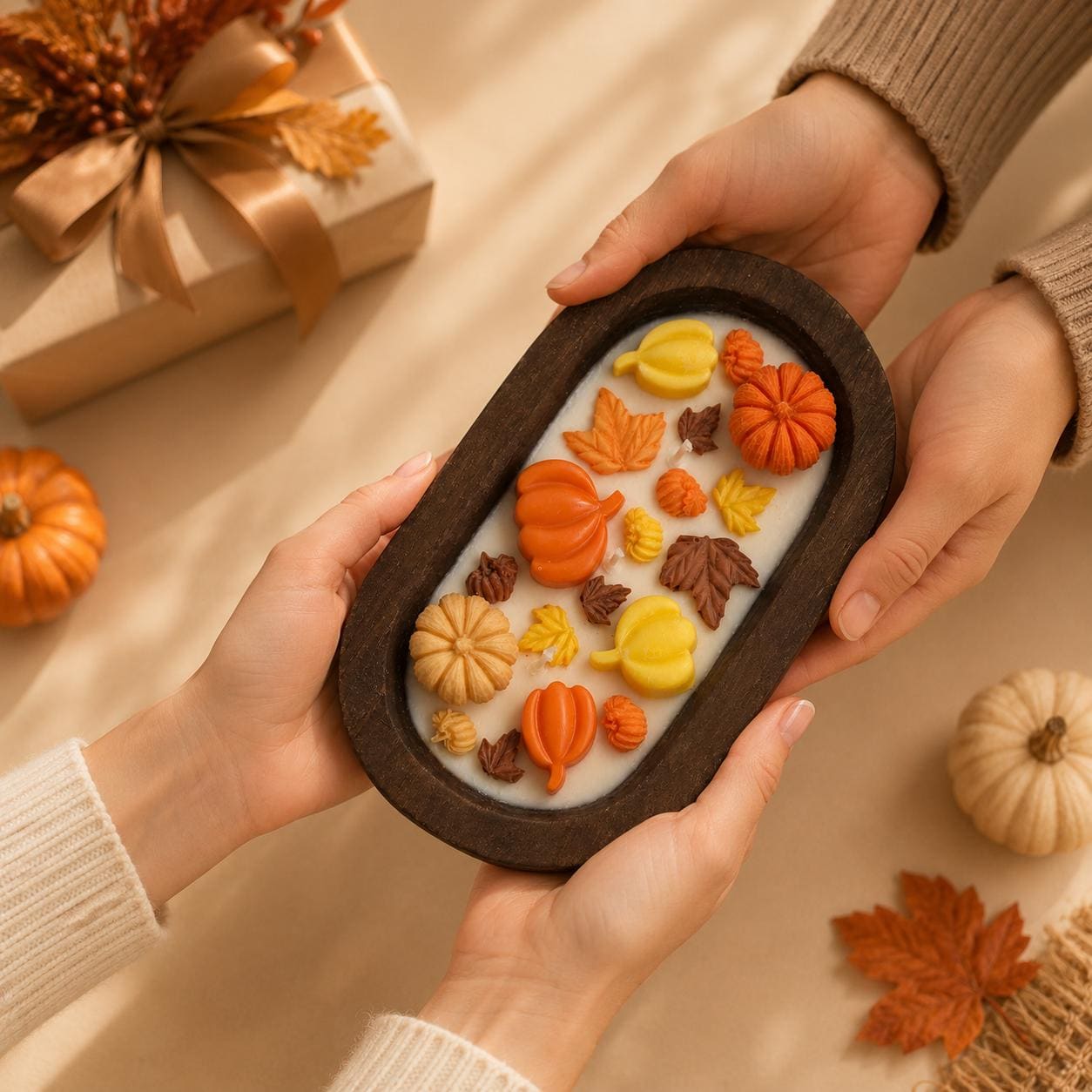 Pumpkin Spice Dough Bowl Candle: 16oz Soy Wax Fall Decor