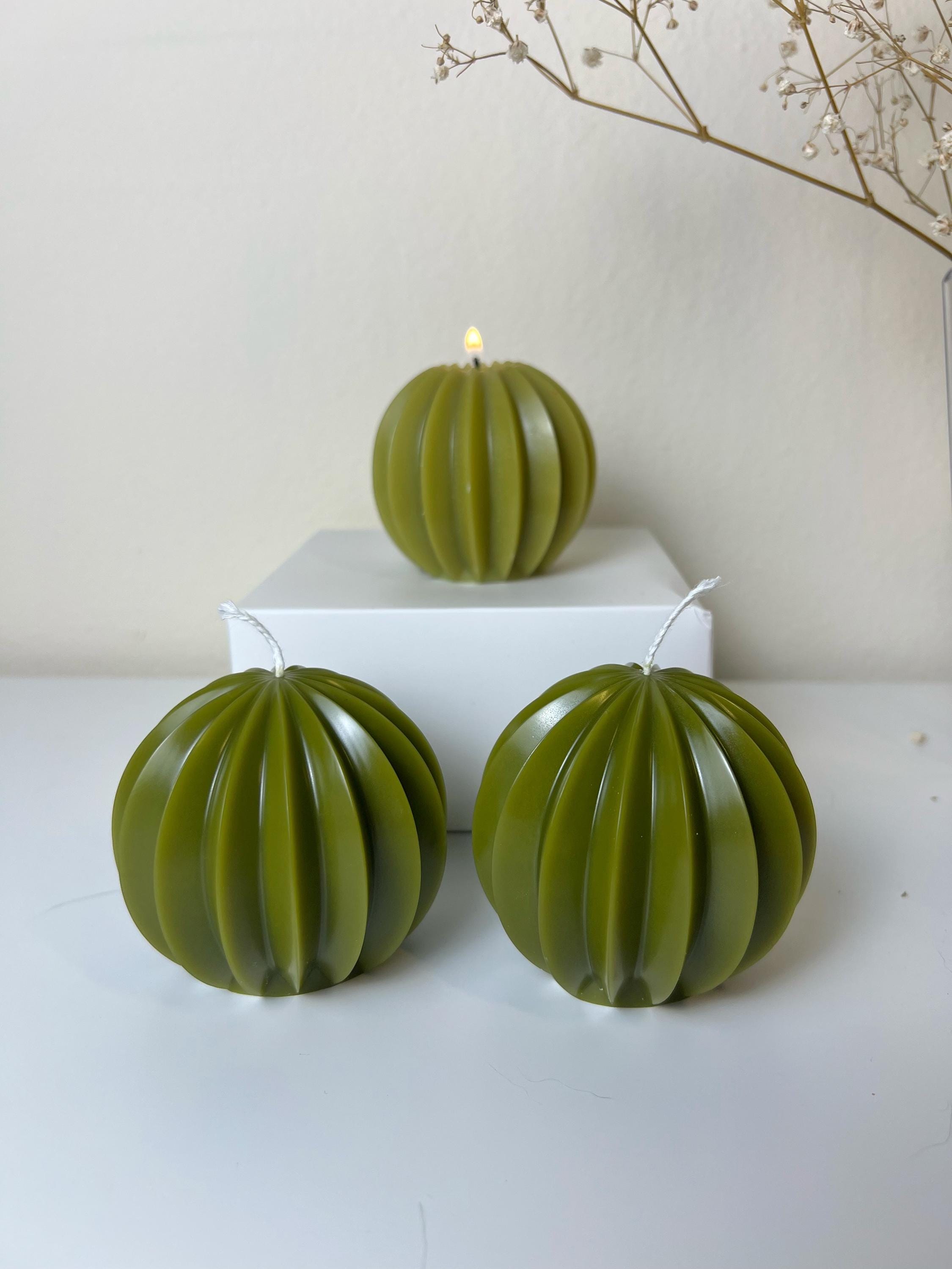 Ribbed Sphere Candle, Decorative Soy Candle, Modern Home Decor, Handmade Candle Gift, Sculptural Candle, Neutral Decor