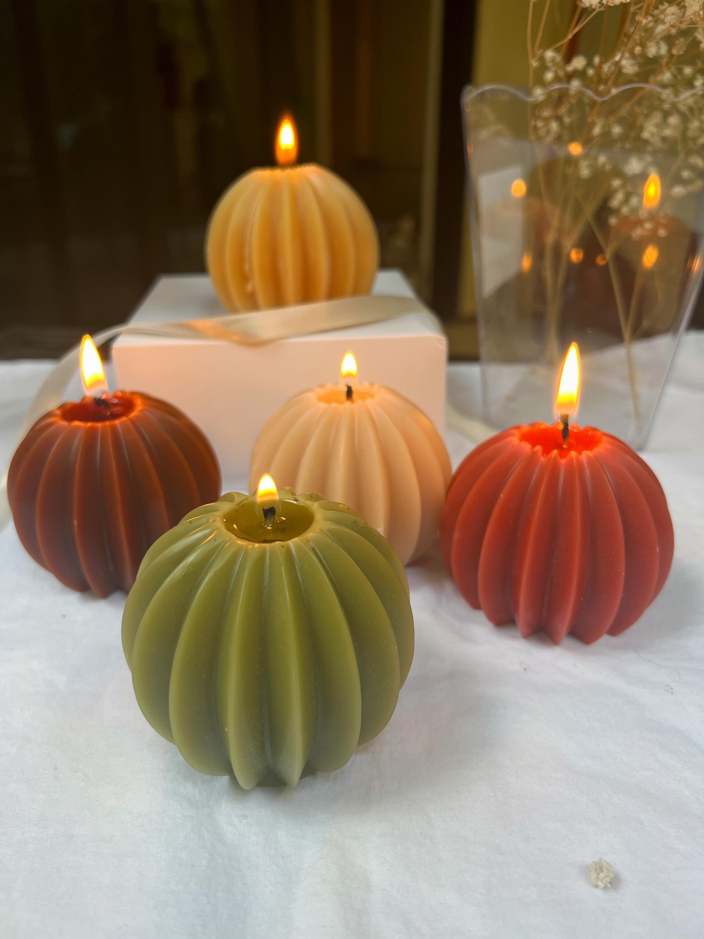 Ribbed Sphere Candle, Decorative Soy Candle, Modern Home Decor, Handmade Candle Gift, Sculptural Candle, Neutral Decor