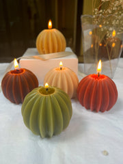 Ribbed Sphere Candle, Decorative Soy Candle, Modern Home Decor, Handmade Candle Gift, Sculptural Candle, Neutral Decor