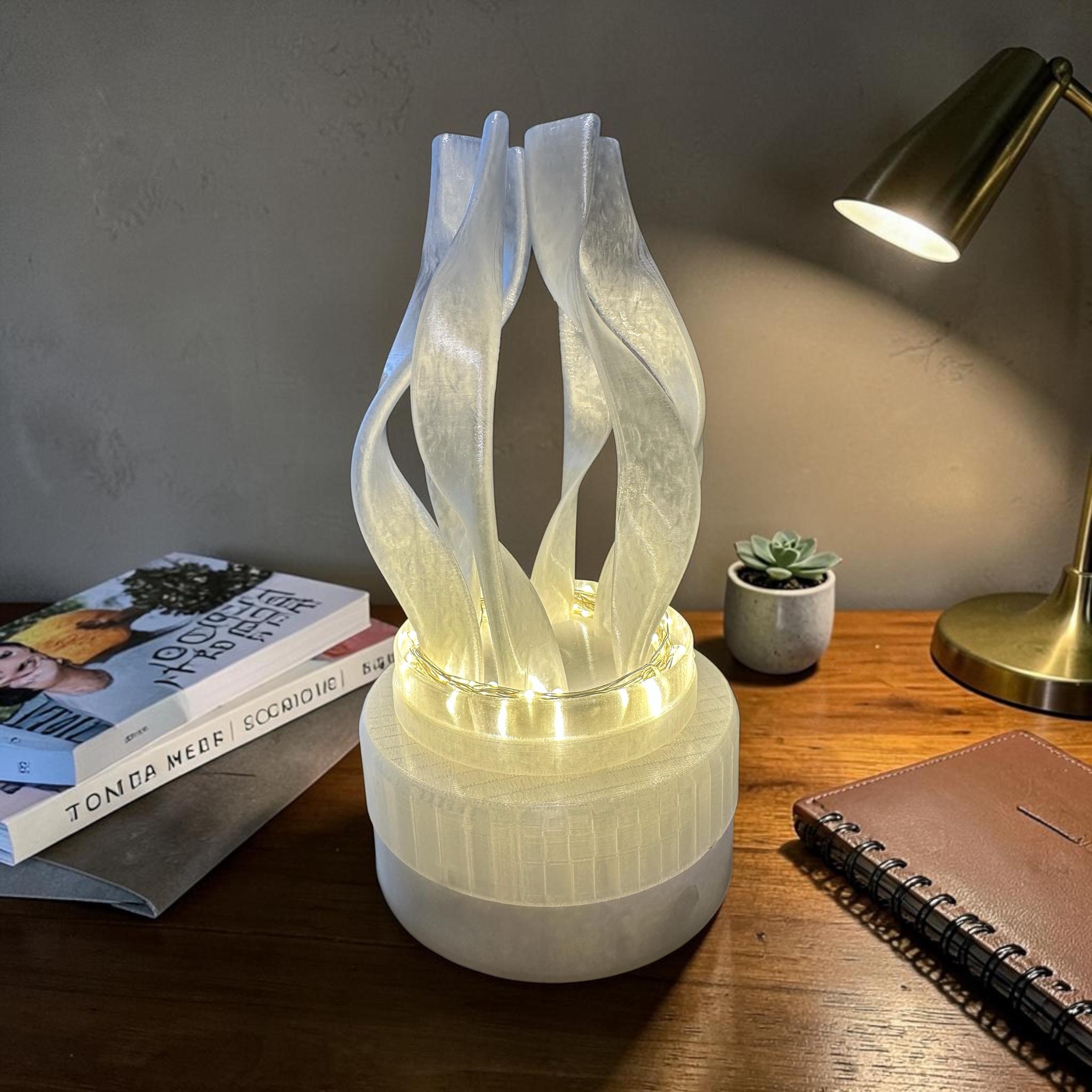 Sculptural Flame Humidifier Diffuser with LED Ambient Light