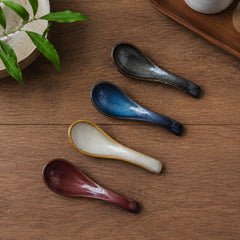 Japanese Ceramic Soup Spoon Handmade Utensil Ramen Accessories Elegant Vintage Scoop Artisan Stoneware Unique Kiln Handcrafted Kitchenware